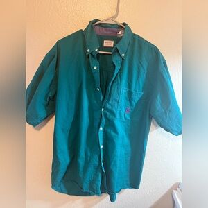 Vintage rare bugle boy Teal Button-Up Shirt